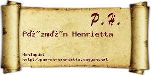 Pázmán Henrietta névjegykártya
