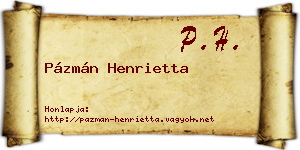 Pázmán Henrietta névjegykártya