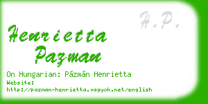 henrietta pazman business card