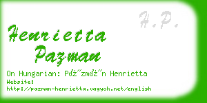 henrietta pazman business card